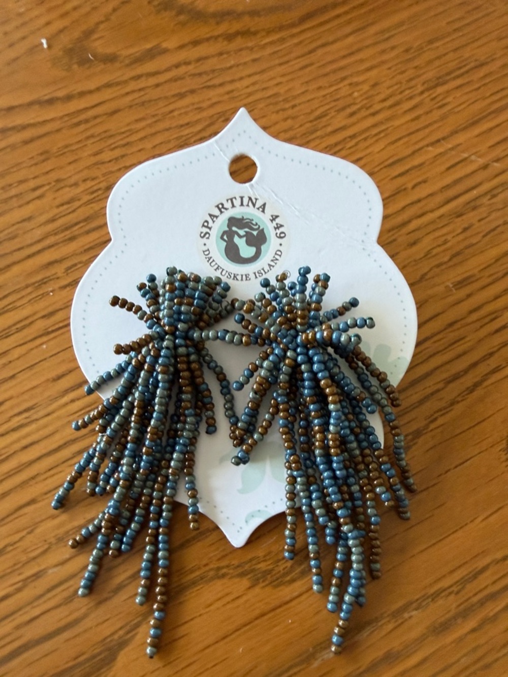 Spartina 449 Blue and Bronze Beaded Tassel Earrings